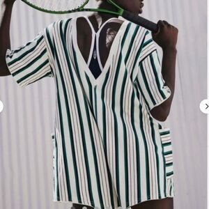Free People Hot Shot Printed Striped Tee Romper